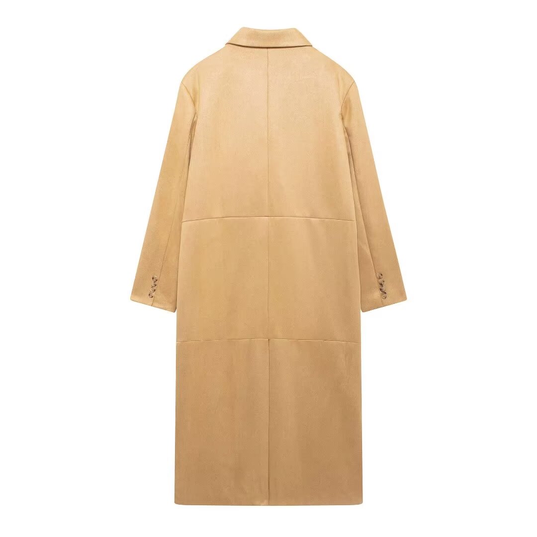 Suede Long Trench Coat