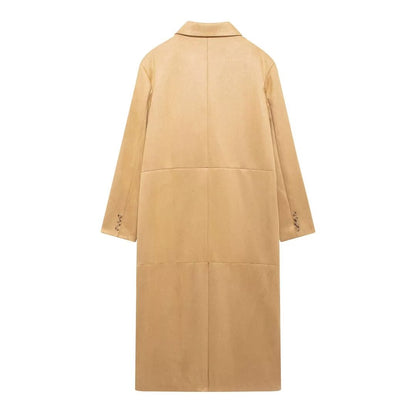 Suede Long Trench Coat
