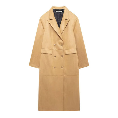 Suede Long Trench Coat