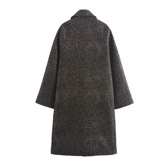 Leopard Print Office Overcoat Jacket