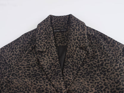 Leopard Print Office Overcoat Jacket