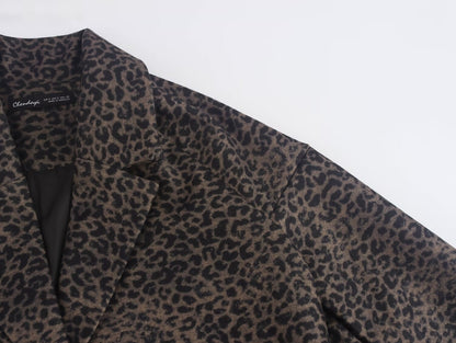 Leopard Print Office Overcoat Jacket