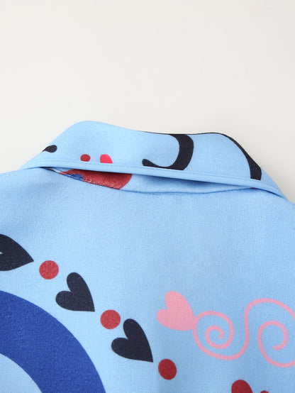 Fun Printing Long Sleeve Trench Coat