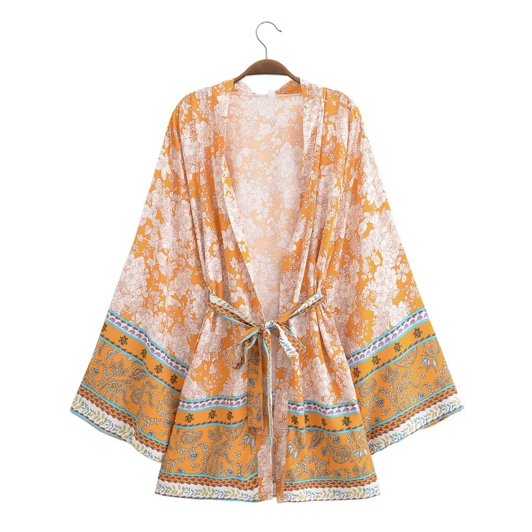 Rayon Printed Loose Kimono Coat
