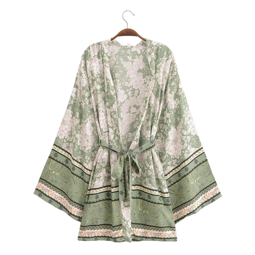 Rayon Printed Loose Kimono Coat