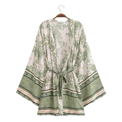 Rayon Printed Loose Kimono Coat