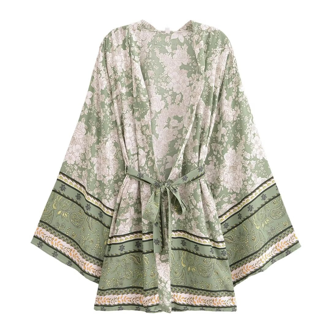 Rayon Printed Loose Kimono Coat