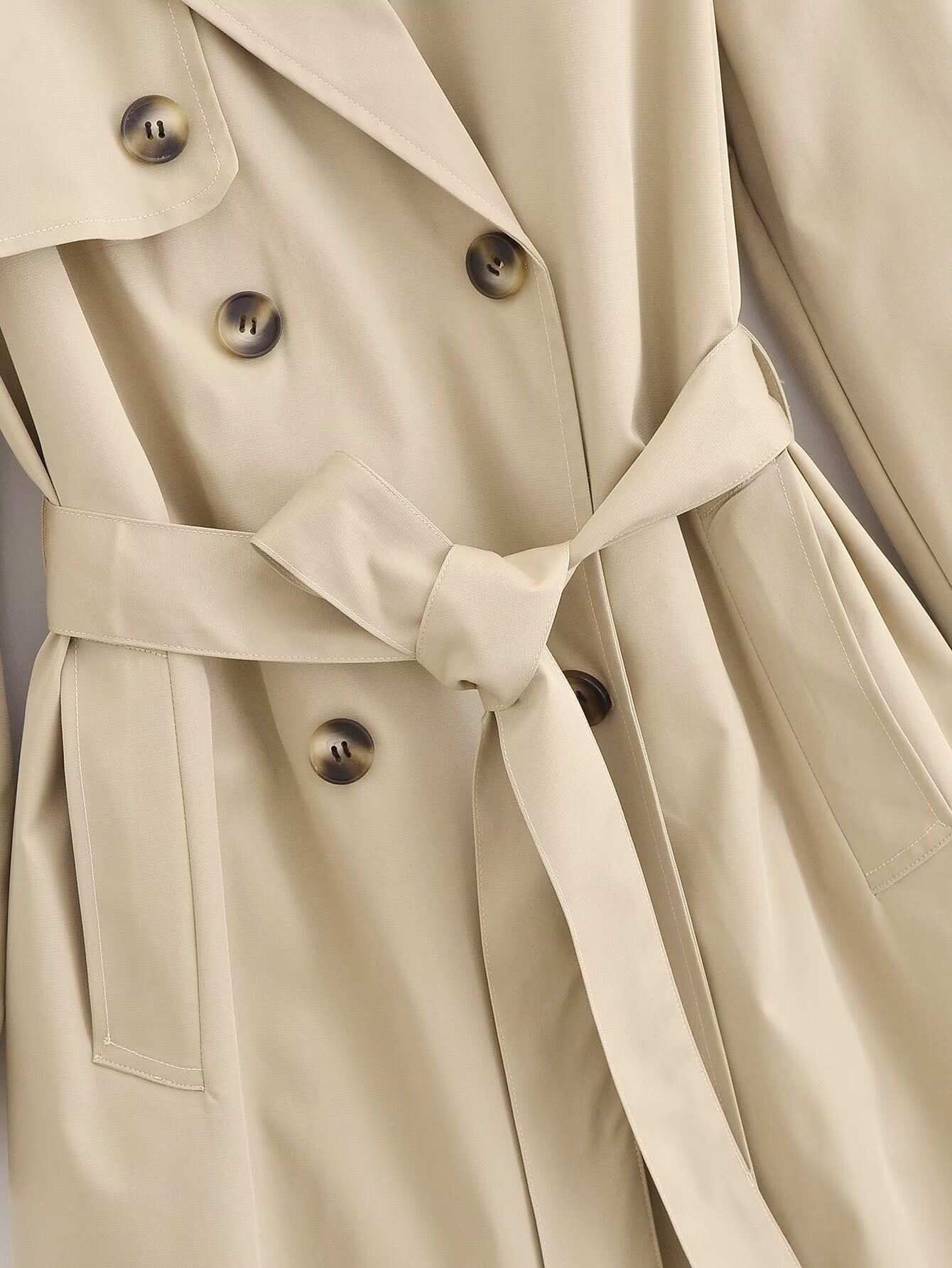 Belted Long Sleeve Trench Coat