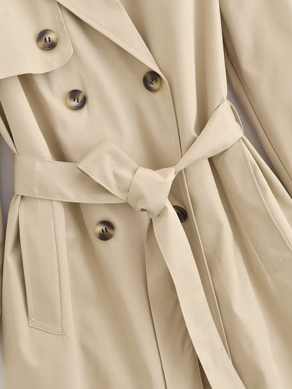 Belted Long Sleeve Trench Coat