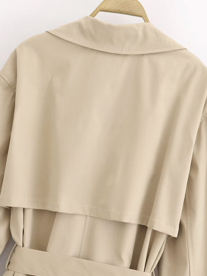 Belted Long Sleeve Trench Coat