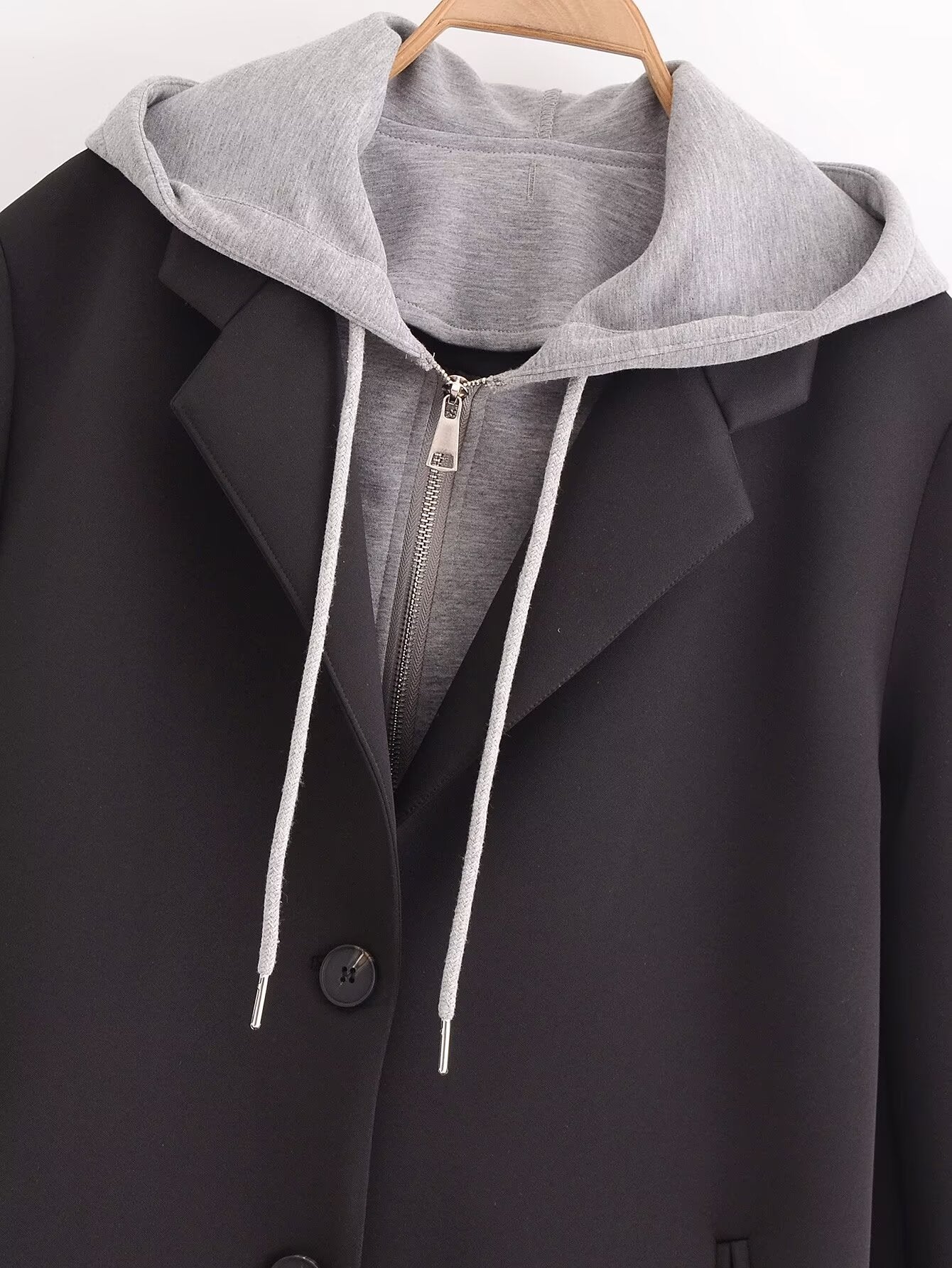 Black Woolen Hooded Overcoat