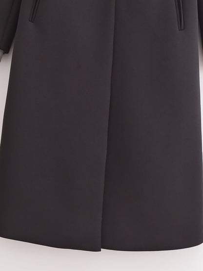 Black Woolen Hooded Overcoat