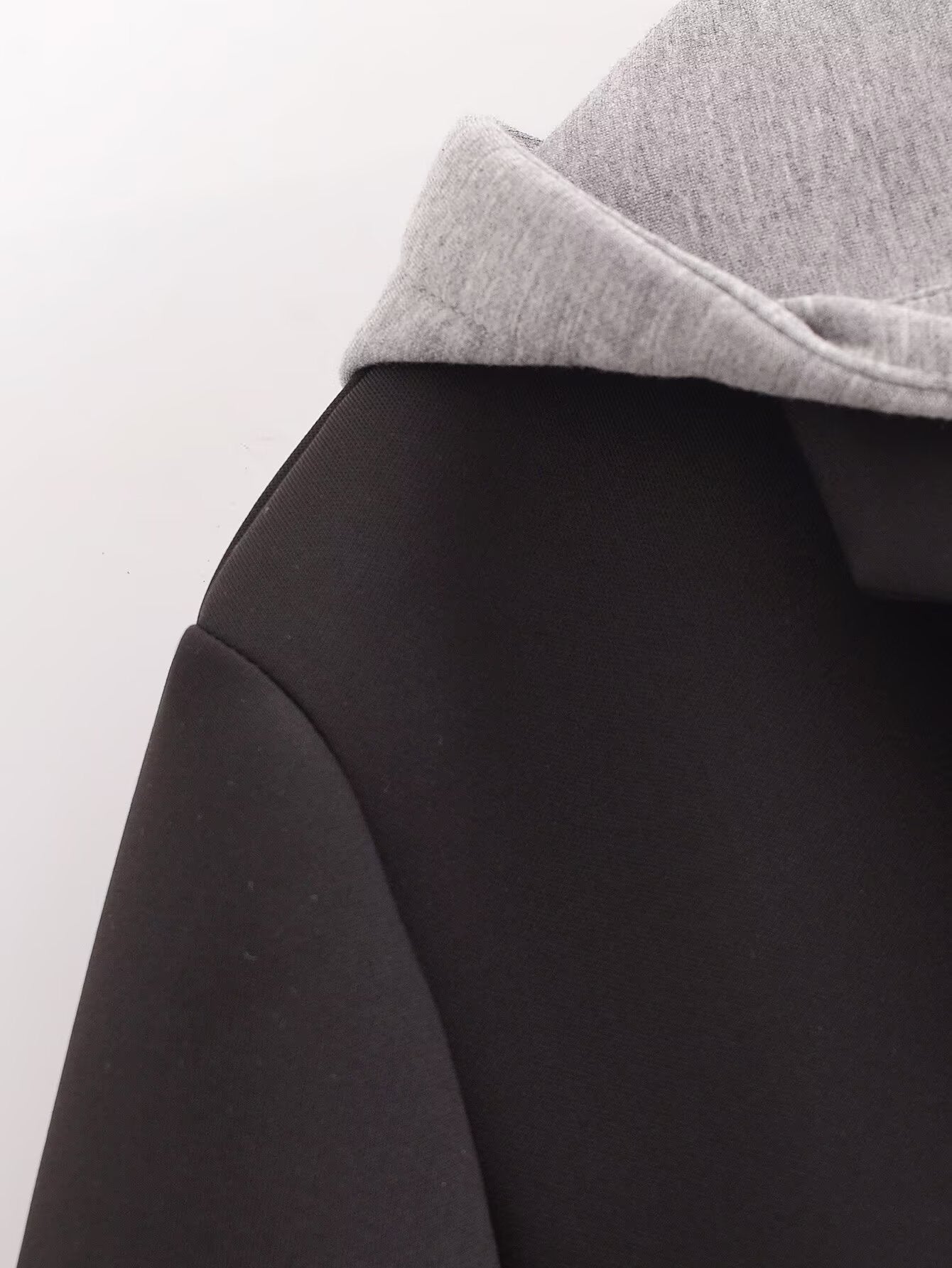 Black Woolen Hooded Overcoat