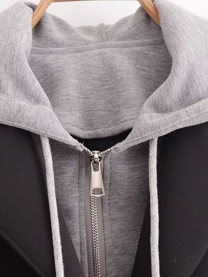 Black Woolen Hooded Overcoat