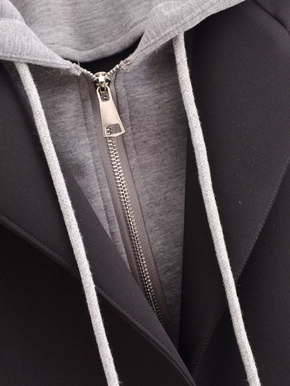 Black Woolen Hooded Overcoat