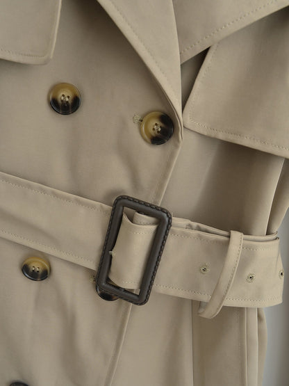 Double Breasted Loose Mid-length Trench Coat