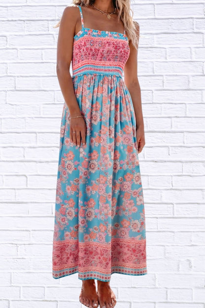 Bohemian Ethnic Print Spaghetti Straps Vacation Maxi Dress for Women