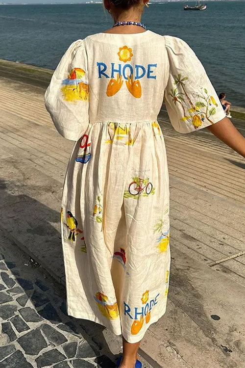 Rosiedress V Neck Button Down Tropic Print Sun-kissed Maxi Holiday Dress