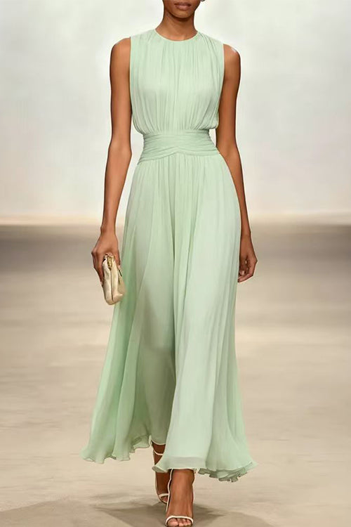 Crewneck Sleeveless High Waist Maxi Dress