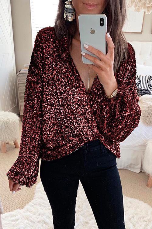 Rosiedress Christmas/NYE Party Sequin Shirt