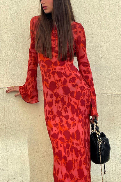 Rosiedress Bell Long Sleeves Floral Print Maxi Dress