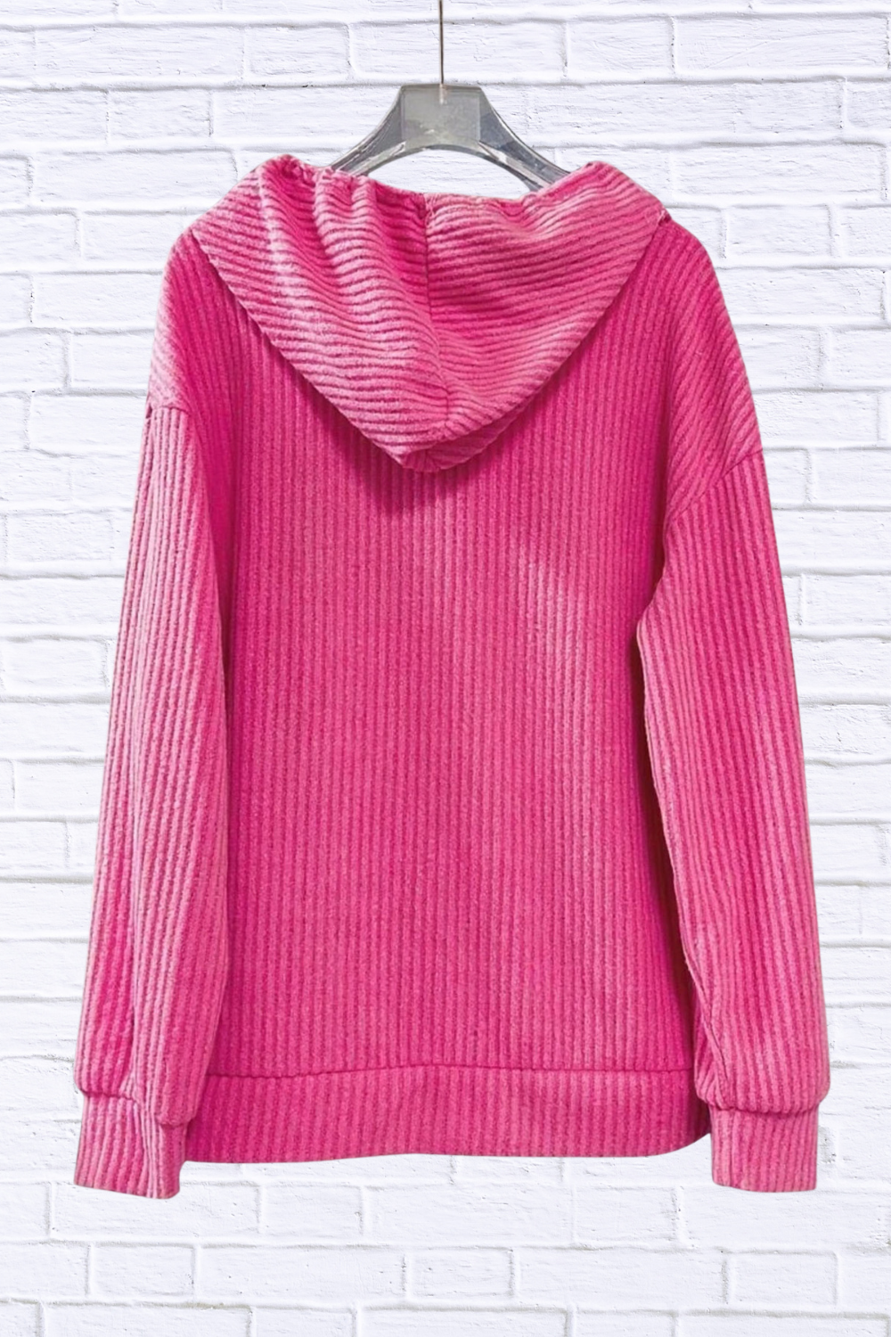 Button-Front Drawstring Hoodie