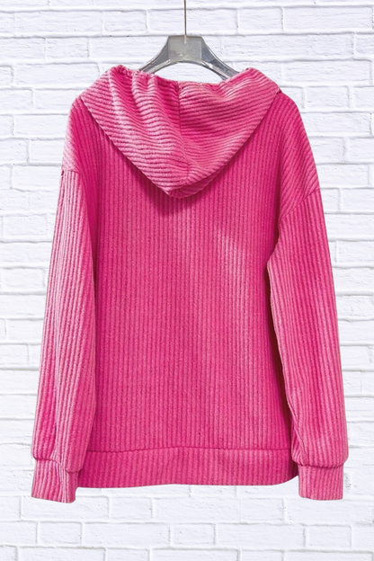 Button-Front Drawstring Hoodie