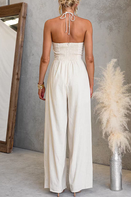 Tie Knot Halter Neck Wide Leg Jumpsuit