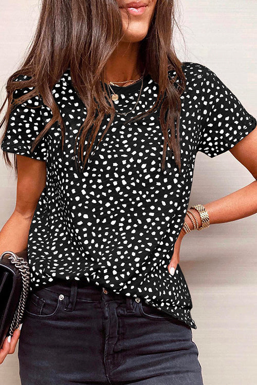 Rosiedress Short Sleeve Printed Sweet T-shirt Black