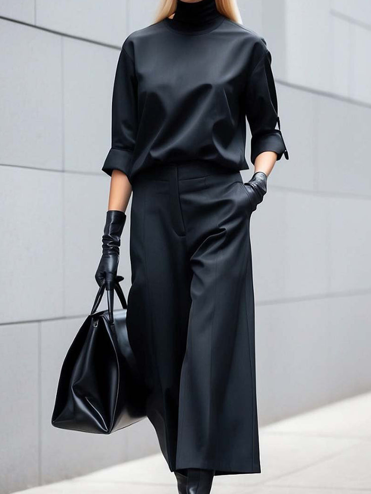 Ensemble pantalon de costume décontracté simple de couleur unie