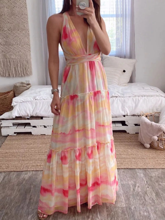 Tie-Dye Tiered Maxi Dress