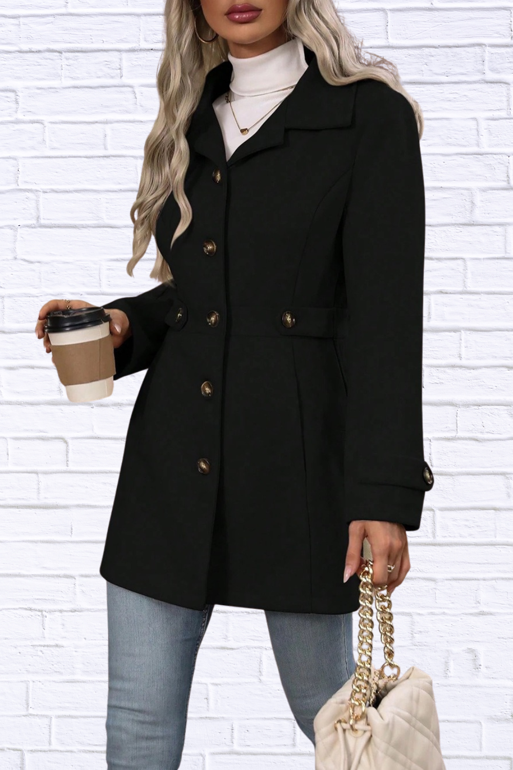Collared Neck Button Up Coat