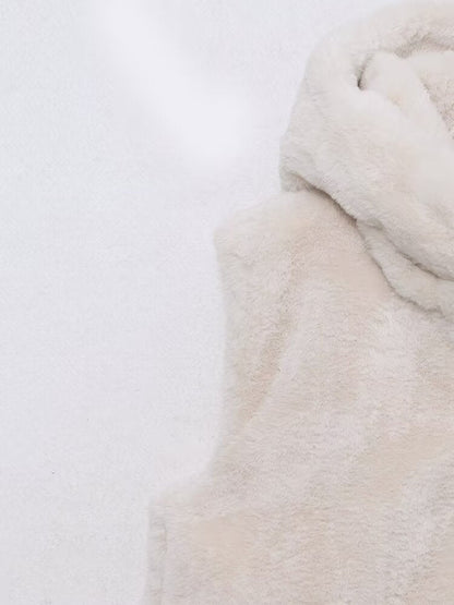 Faux Fur Hooded Vest Top