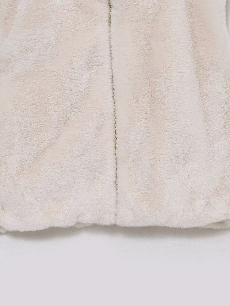 Faux Fur Hooded Vest Top