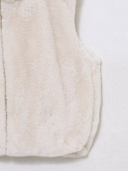 Faux Fur Hooded Vest Top