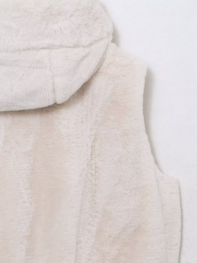Faux Fur Hooded Vest Top