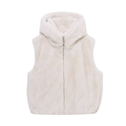 Faux Fur Hooded Vest Top