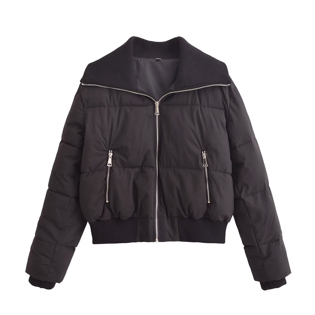 Thread-Decorated Long-Sleeve Padded Jacket