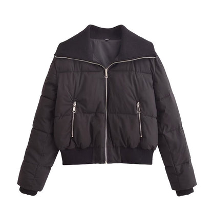 Thread-Decorated Long-Sleeve Padded Jacket