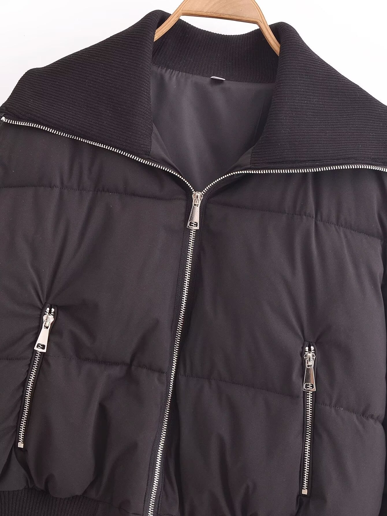 Thread-Decorated Long-Sleeve Padded Jacket