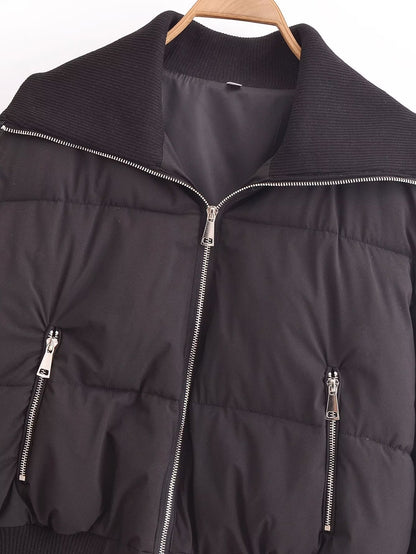 Thread-Decorated Long-Sleeve Padded Jacket