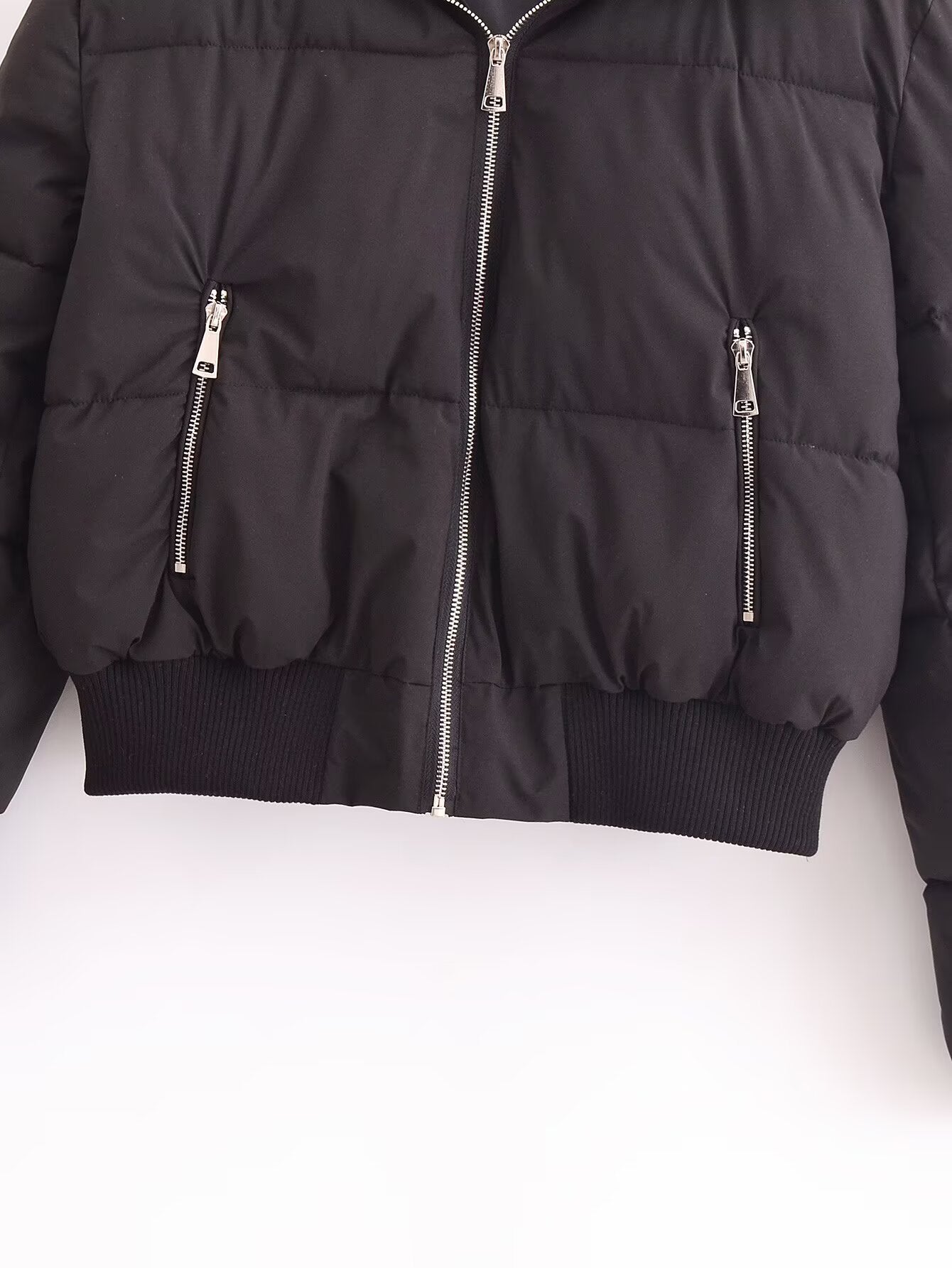 Thread-Decorated Long-Sleeve Padded Jacket