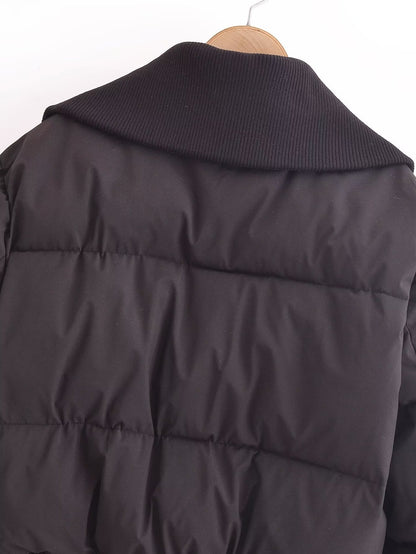 Thread-Decorated Long-Sleeve Padded Jacket