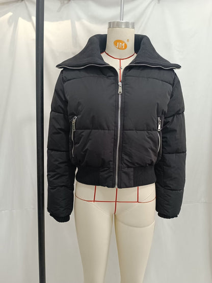 Thread-Decorated Long-Sleeve Padded Jacket