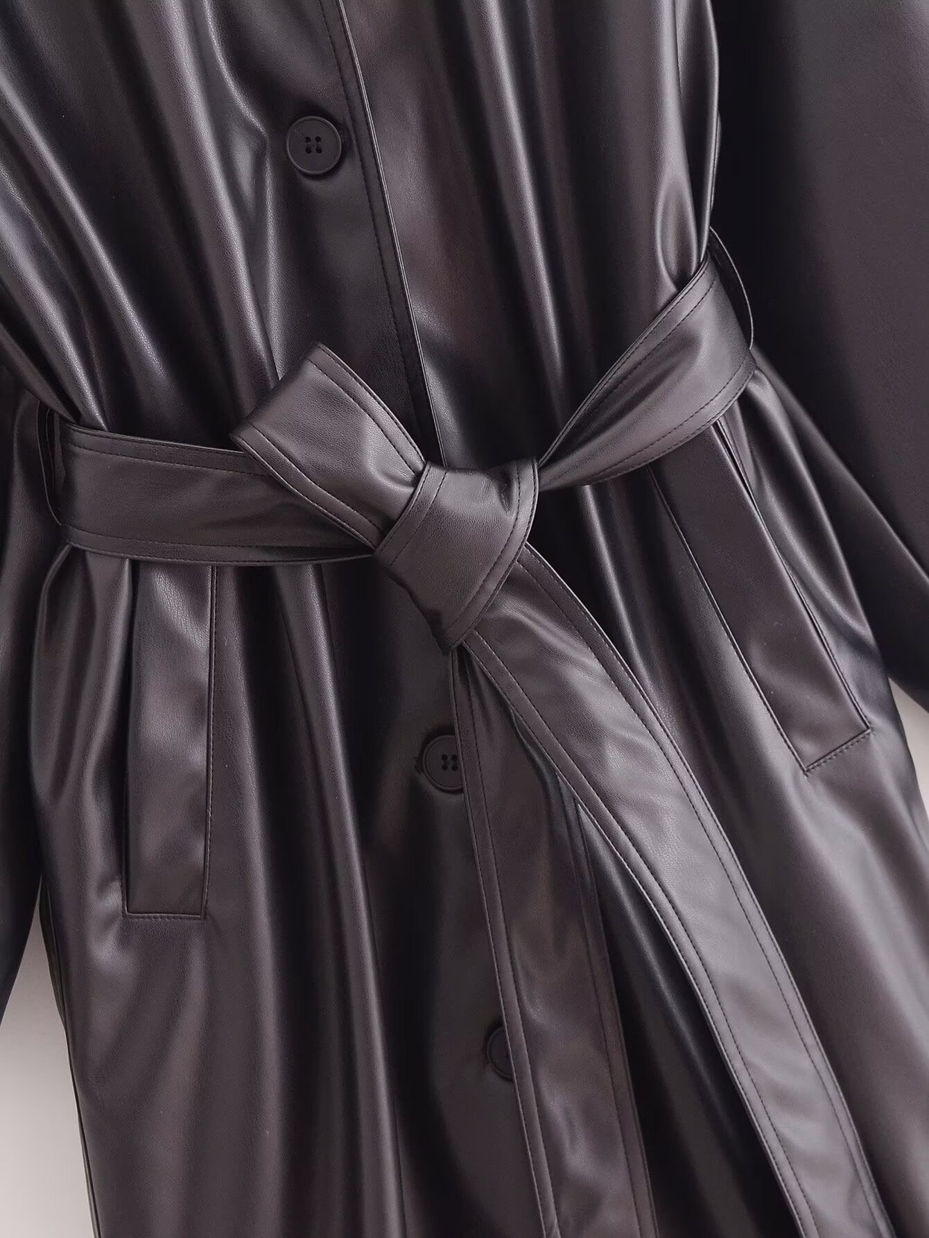 Artificial Leather Long Coat