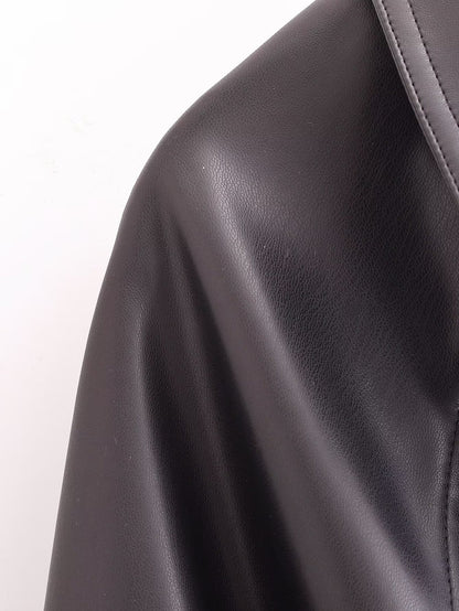 Artificial Leather Long Coat