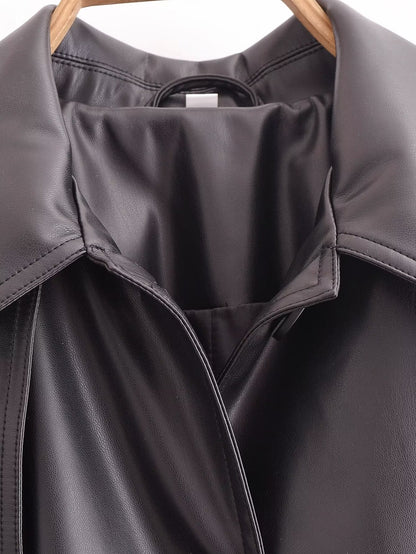 Artificial Leather Long Coat