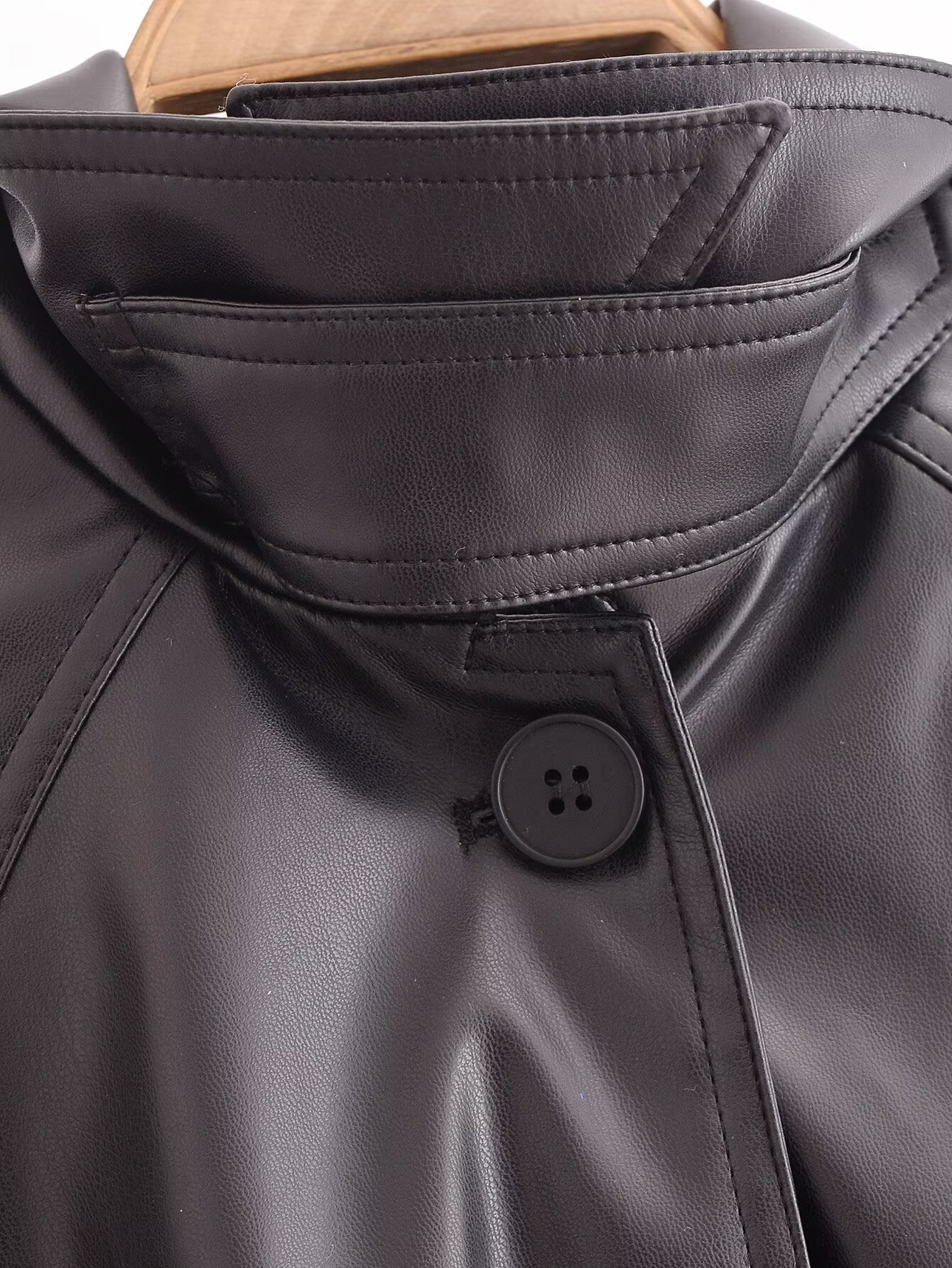 Artificial Leather Long Coat