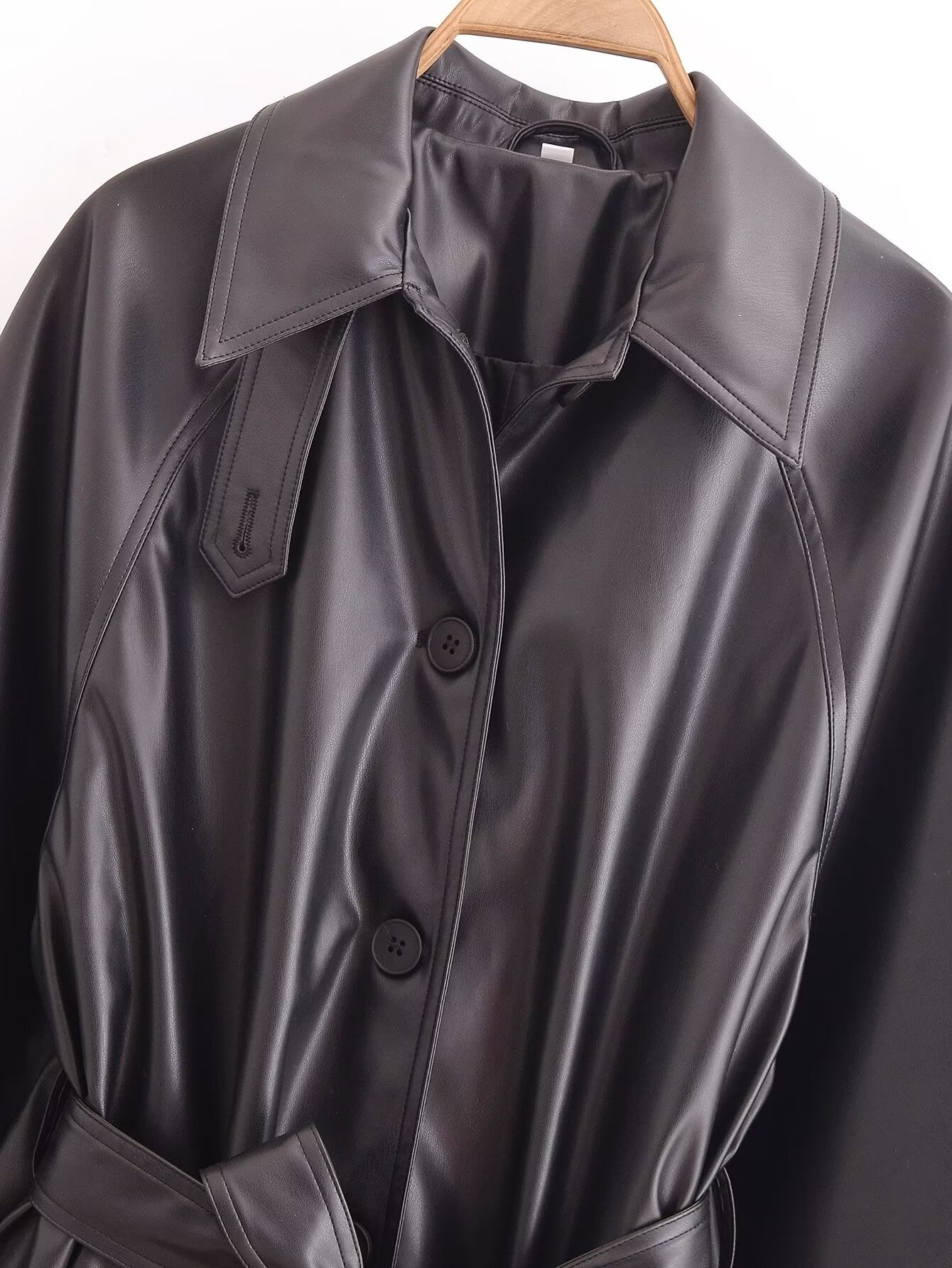 Artificial Leather Long Coat