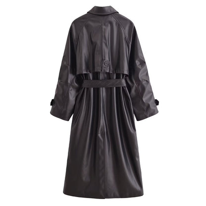Artificial Leather Long Coat